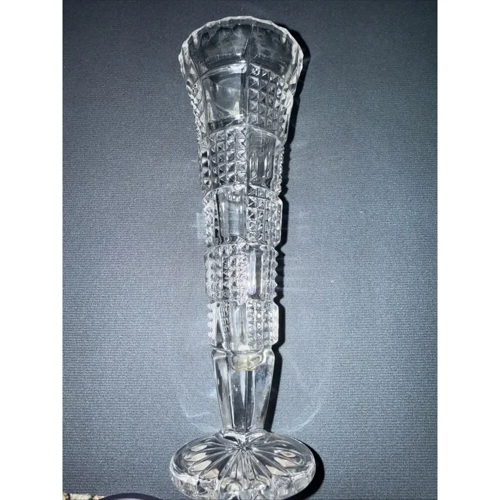 Echt Bleikristall Hand-Cut Lead Crystal Footed Bud Vase 6.5